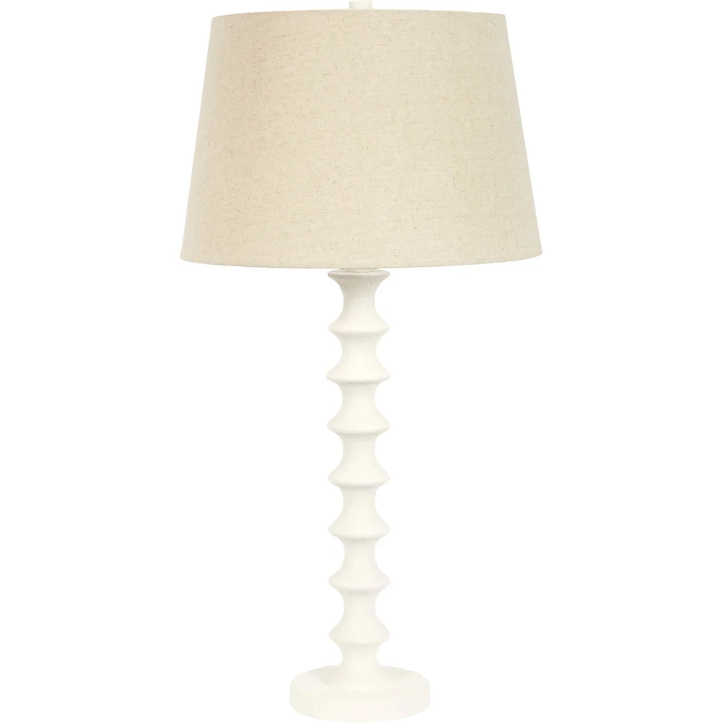JOCELYN WHITE GESSO TABLE LAMP WITH NATURAL LINEN SHADE