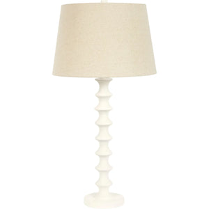 JOCELYN WHITE GESSO TABLE LAMP WITH NATURAL LINEN SHADE