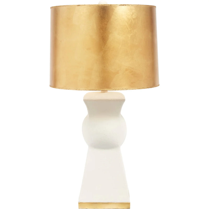 HAVEN LARGE WHITE GESSO TABLE LAMP WITH GOLD LEAF SHADE