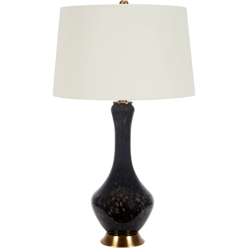 LANDON BLACK HAND BLOWN GLASS LAMP WITH GOLD ACCENTS