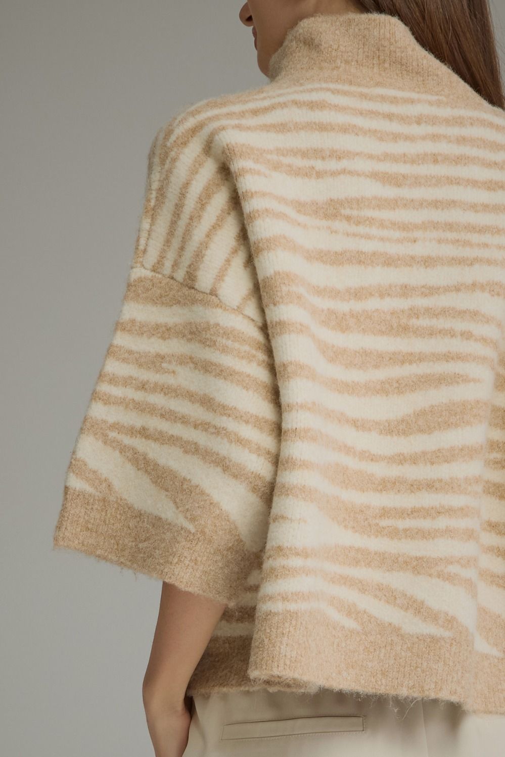 Zebra abstract cream sweater