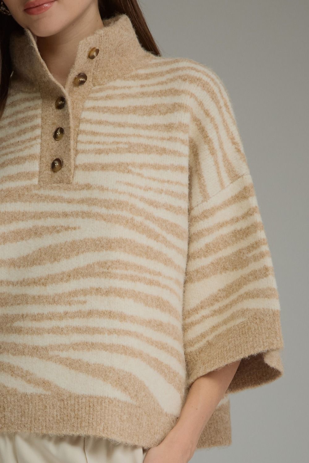 Zebra abstract cream sweater