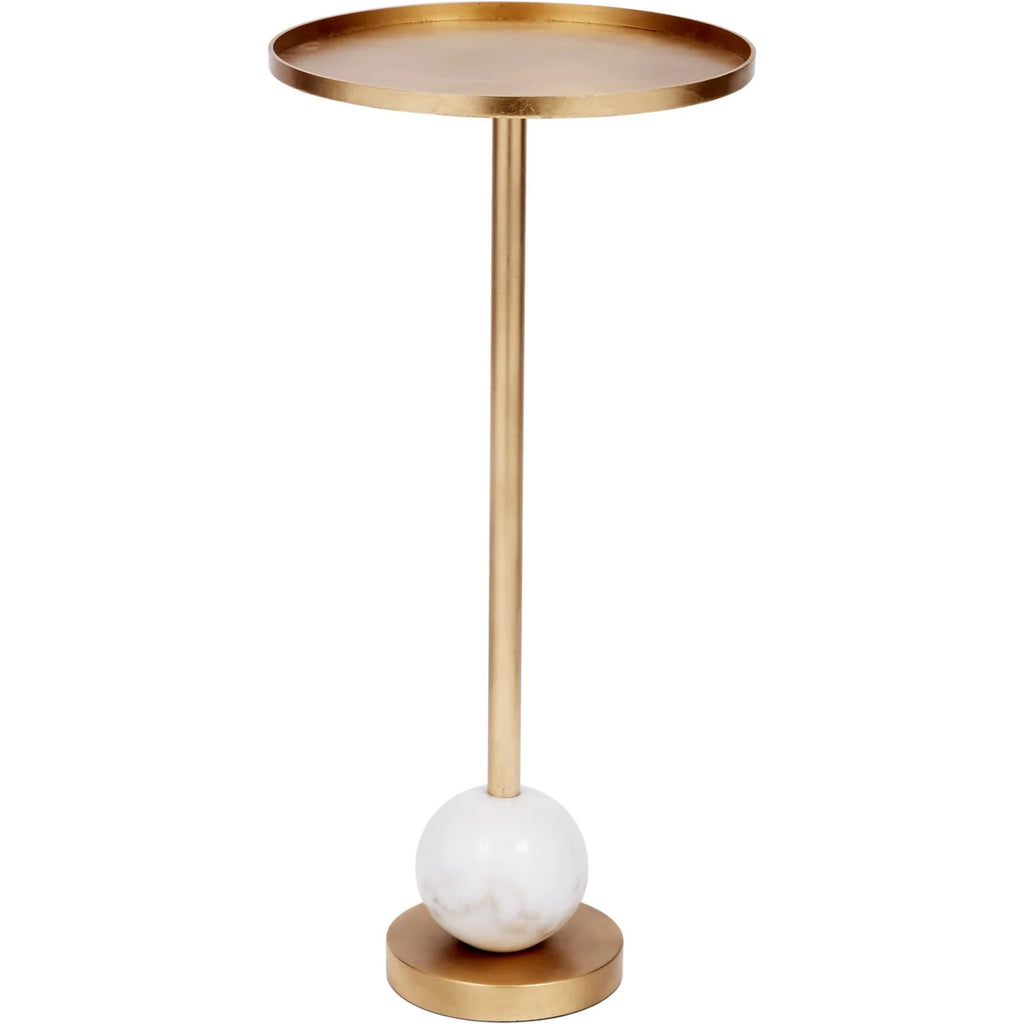 KAY GOLD LEAF AND WHITE MARBLE MARTINI TABLE