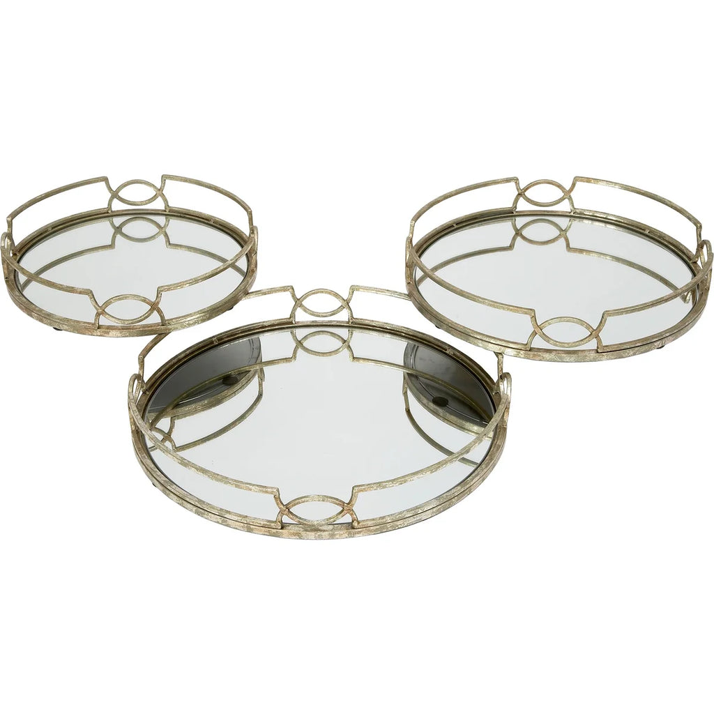 MADELINE SMALL MIRRORED TRAYS IN SILVER FINISH, SET OF 3