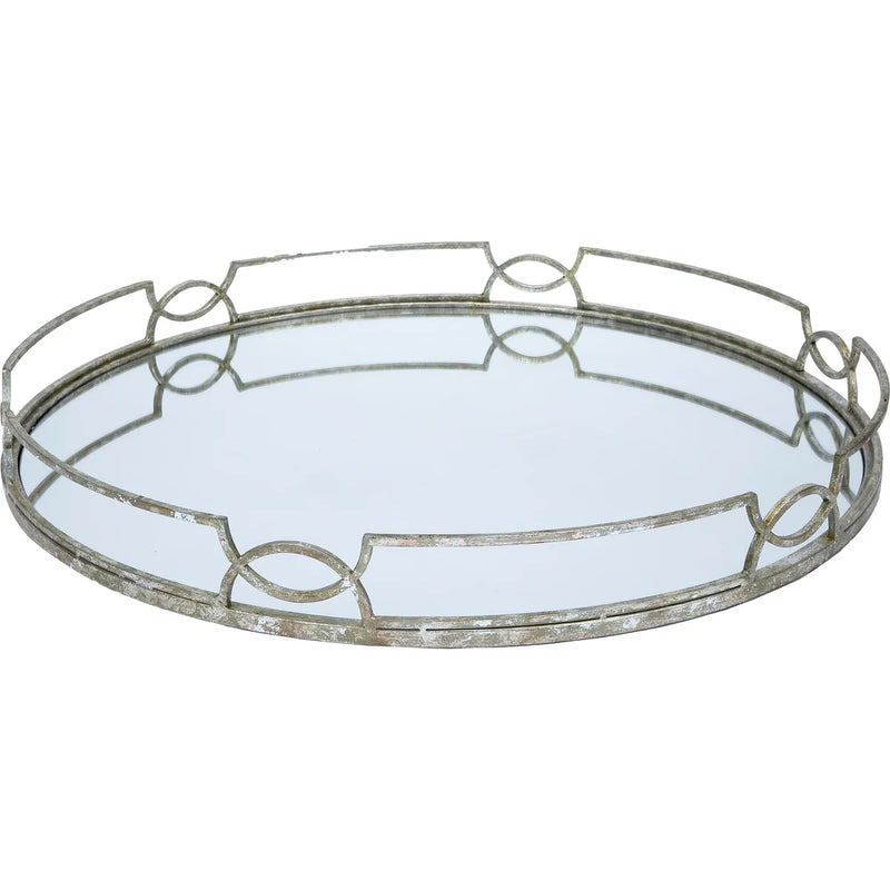 MADELINE SILVER MIRRORED OTTOMAN TRAY