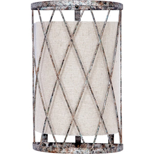 OPEN WEAVE SCONCE WITH LINEN SHADE