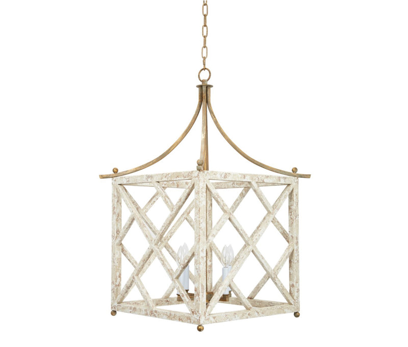 CALIZA FRENCH WHITE AND AGED GOLD CHANDELIER