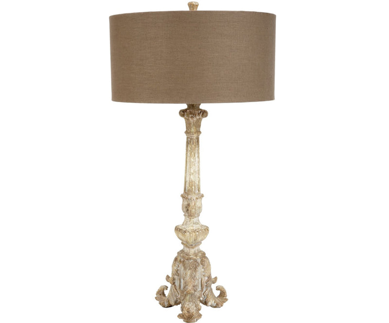 OLD STONE WASH LAMP WITH WARM STONE LINEN SHADE