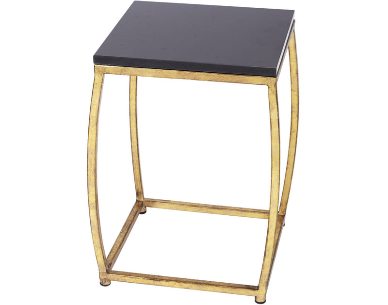 MARCO GOLD METAL ACCENT TABLE WITH BLACK MARBLE TOP