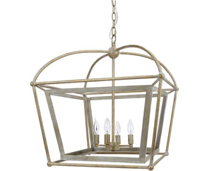 PROVIDENCE METAL LANTERN WITH DISTRESSED SILVER & GOLD FINISH