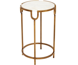 BETH GOLD ACCENT TABLE WITH WHITE MARBLE TOP