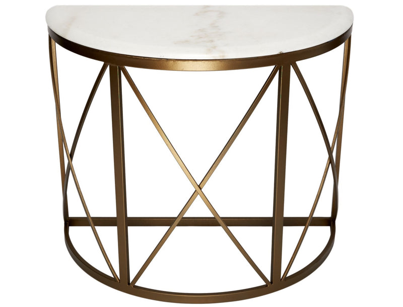 CHELSEA ANTIQUE BRONZE FINISHED ACCENT TABLE WITH WHITE MARBLE TOP