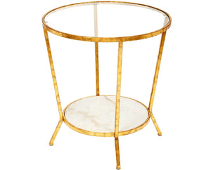 PHILLIPS WHITE MARBLE AND GOLD SIDE TABLE