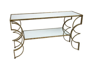 CINDI MIRRORED CONSOLE TABLE WITH CHAMPAGNE GOLD FINISH