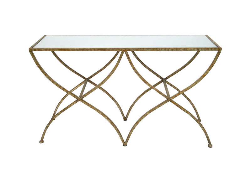 VANESSA MIRRORED CONSOLE TABLE IN CHAMPAGNE GOLD FINISH