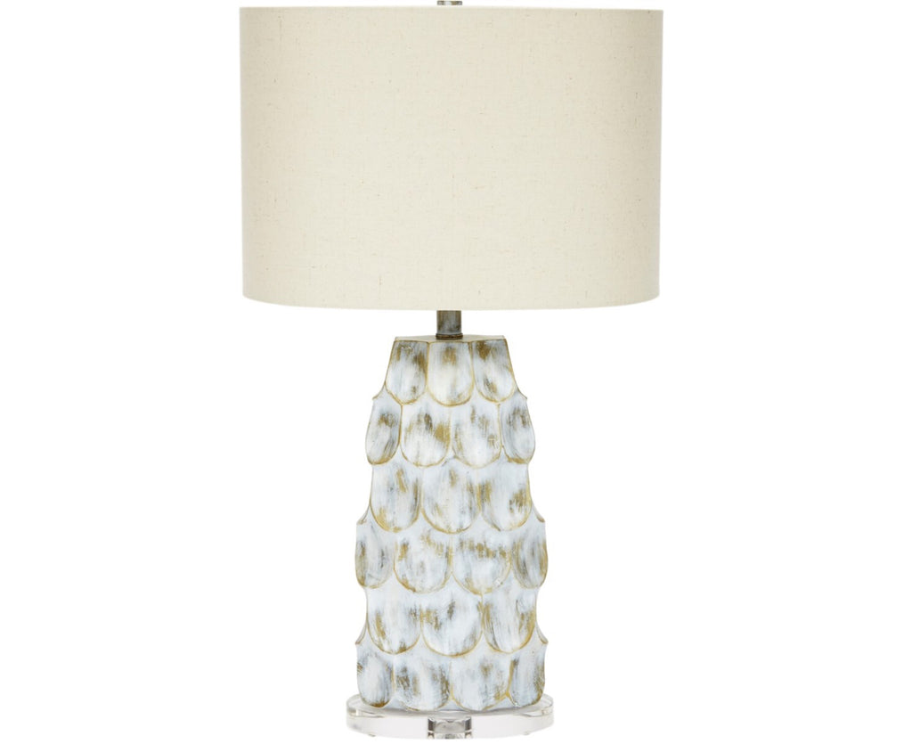 ALEXIS GOLD & GREY WASHED TABLE LAMP WITH LINEN SHADE