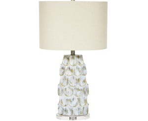 ALEXIS GOLD & GREY WASHED TABLE LAMP WITH LINEN SHADE