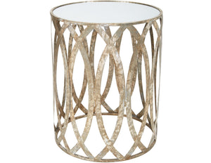 CLAIRE ACCENT TABLE IN SILVER FINISH WITH MIRRORED TOP