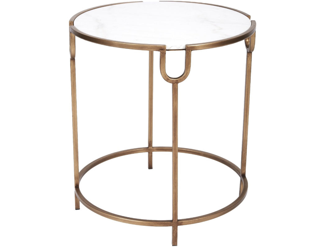BETHANY GOLD ACCENT TABLE WITH WHITE MARBLE TOP