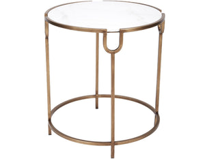 BETHANY GOLD ACCENT TABLE WITH WHITE MARBLE TOP