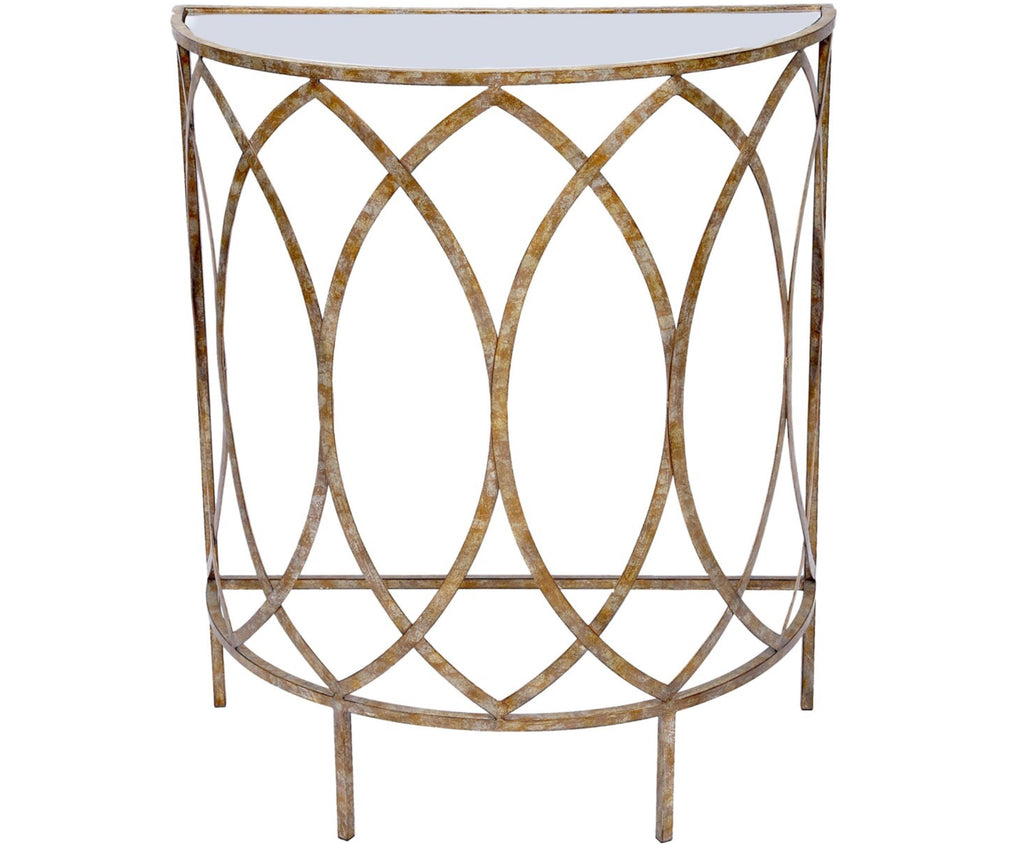 CLAIRE CHAMPAGNE FINISHED FOYER TABLE WITH MIRRORED TOP
