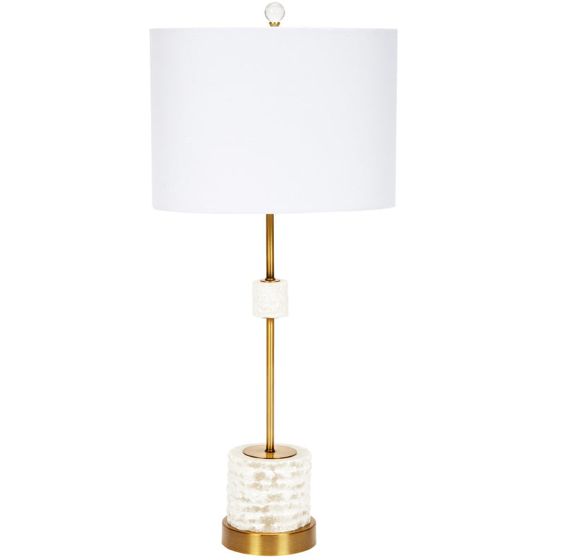 EILEEN ALABASTER BUFFET LAMP WITH WHITE LINEN SHADE