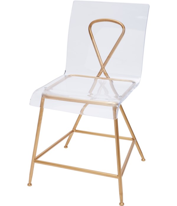 GOLD AND ACRYLIC AINSLEY CHAIR, 18" SEAT HEIGHT*SOLD IN PAIRS 2*