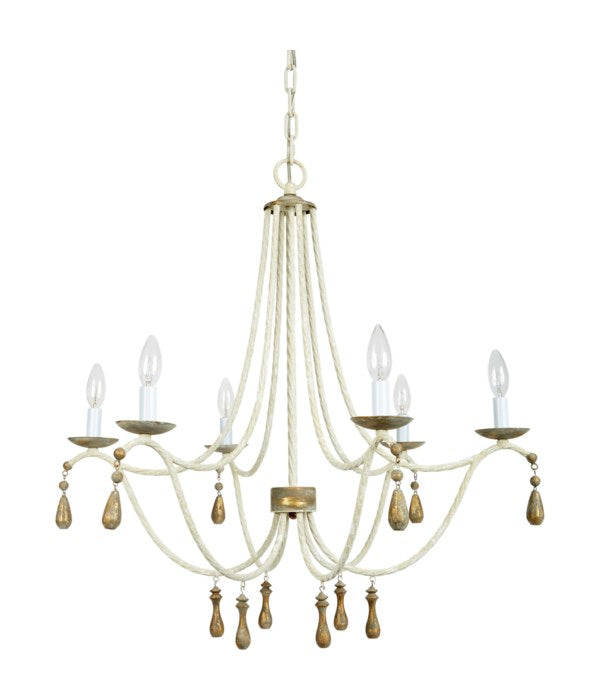 AZUR FRENCH WHITE & AGED GOLD CHANDELIER