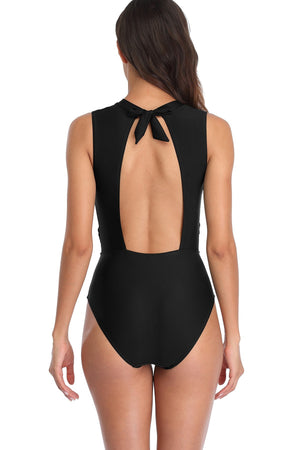 Sleeveless Hollow Out One Piece Swimsuit