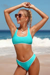 Bikini Bathing Suit Crop Top High Cut Two Piece Swimsuit Sets in light blue