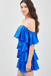 Paris Blue Off Shoulder Ruffle Dress  *Final Sale*