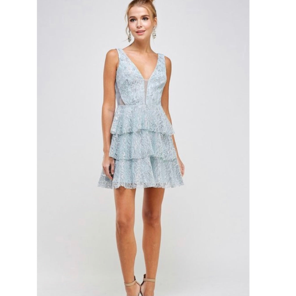Layered Ruffle Sleeveless Mini Dress  *Final Sale*
