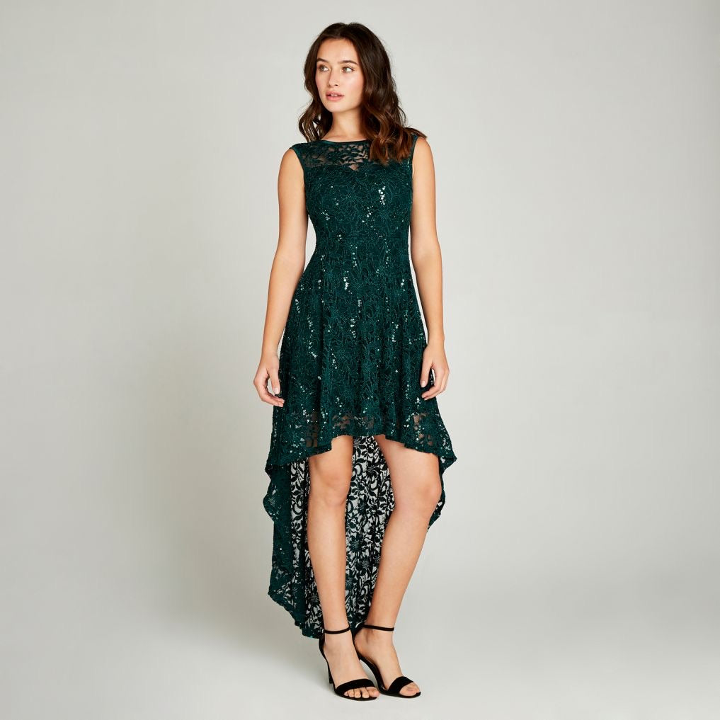 Sequin lace high low dress
