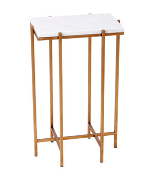 DELMAR RECTANGULAR GOLD AND WHITE MARBLE ACCENT TABLE